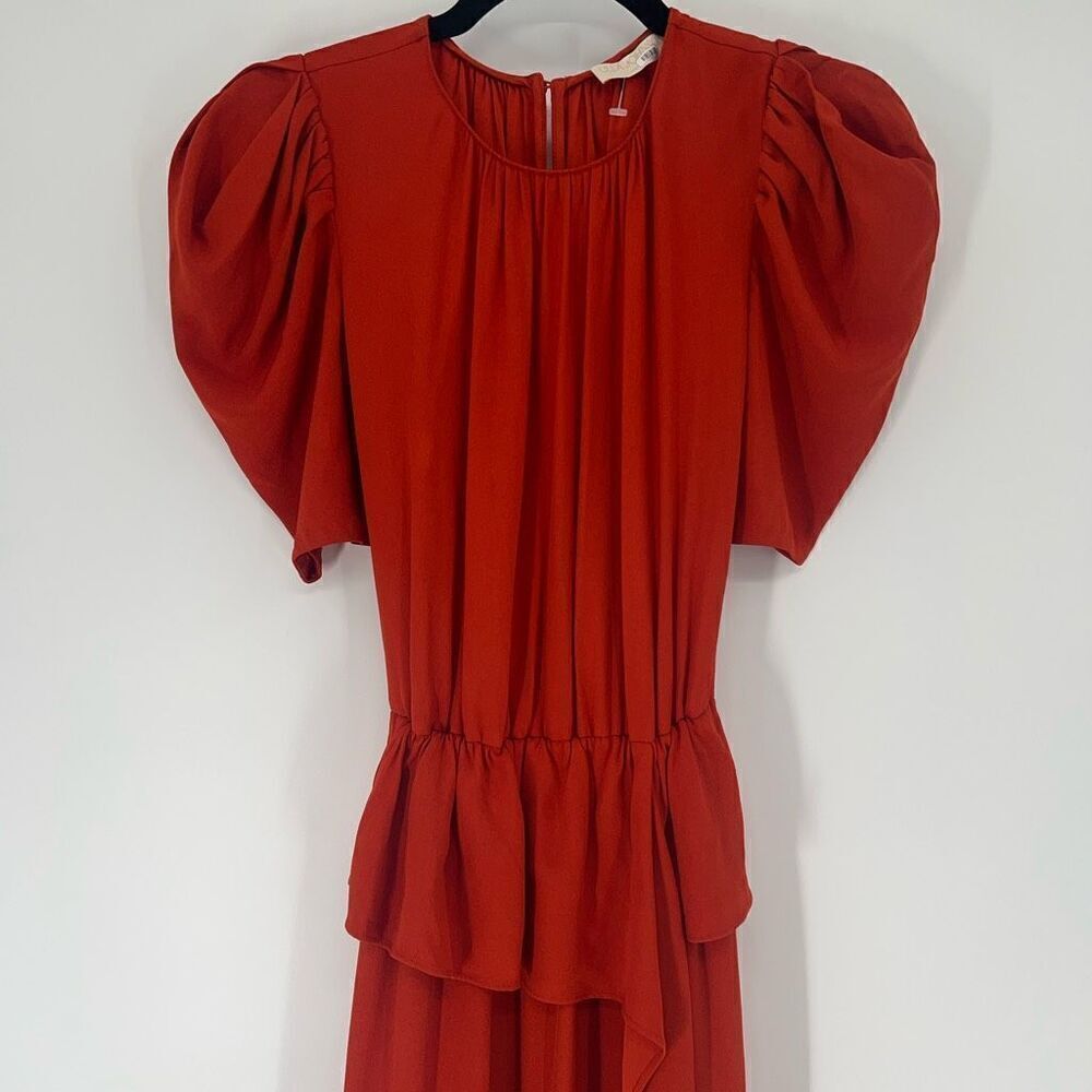 Ulla Johnson Midi Marion Dress Womens 2 Red Orang… - image 6